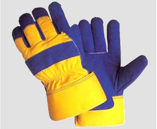 Royal blue split cowhide work glove